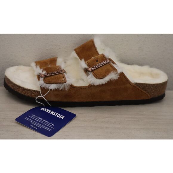 Birkenstock Women's 9 Men's 7 Mink Brown Arizona Shearling Suede Sandals - Picture 5 of 15